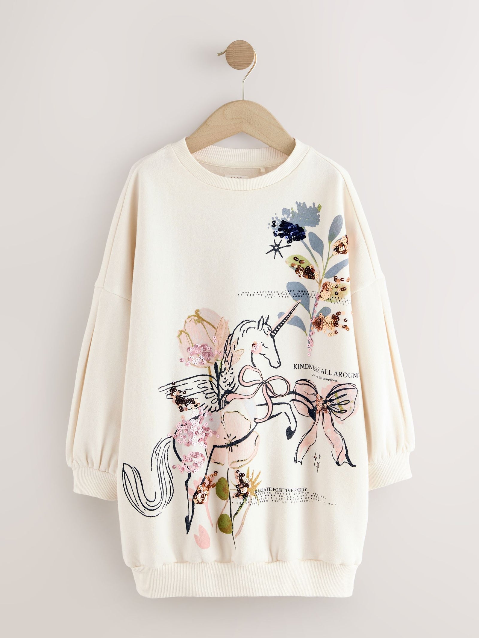 Ecru Unicorn Graphic Jumper Dress (3-16yrs)