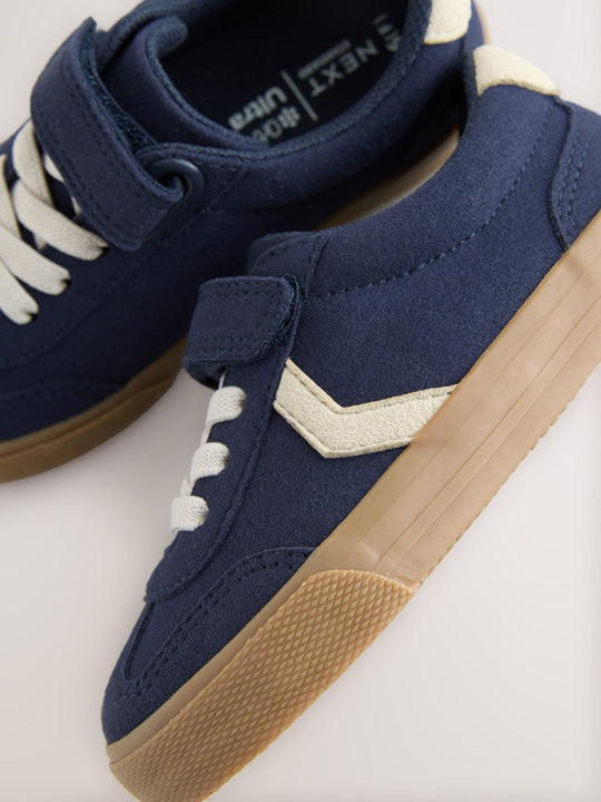 Navy Blue Wide Fit (G) Touch Fastening Elastic Lace Trainers