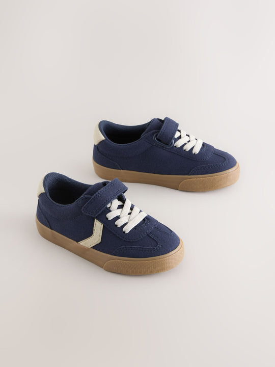 Navy Blue Standard Fit (F) Touch Fastening Elastic Lace Trainers