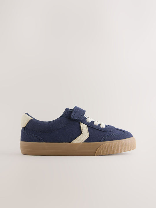 Navy Blue Standard Fit (F) Touch Fastening Elastic Lace Trainers