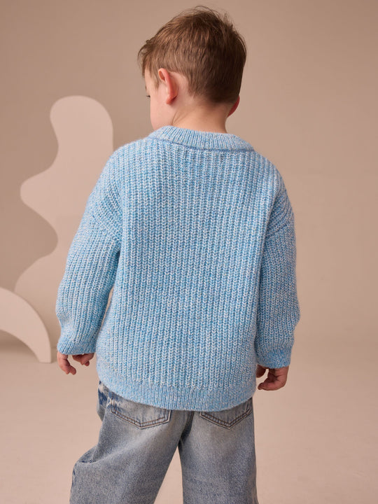 Blue Knitted Crew Neck Jumper (3mths-7yrs)