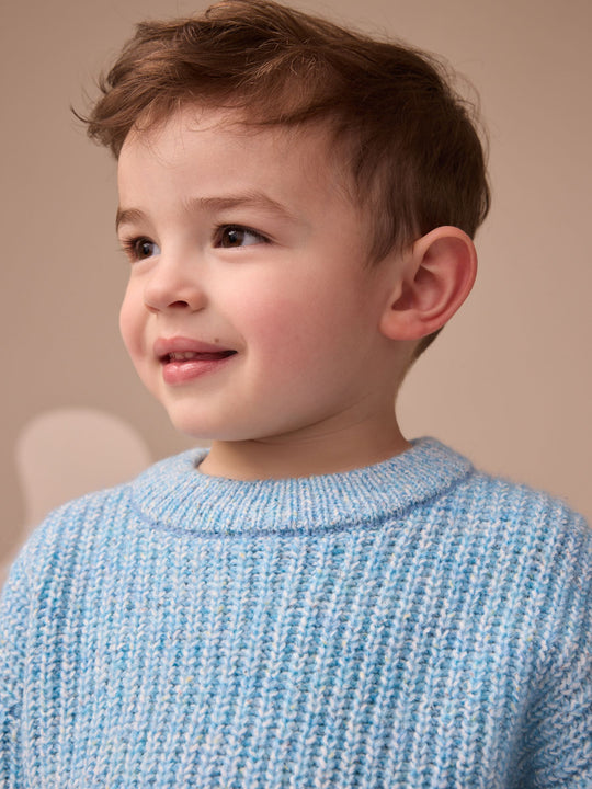 Blue Knitted Crew Neck Jumper (3mths-7yrs)