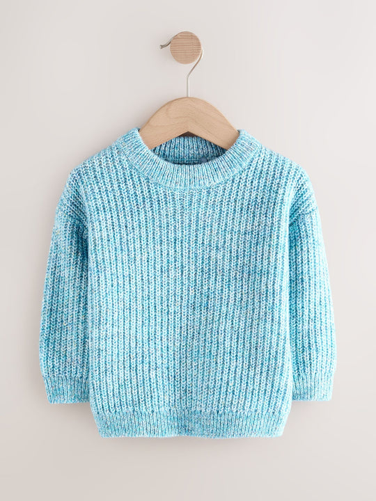 Blue Knitted Crew Neck Jumper (3mths-7yrs)