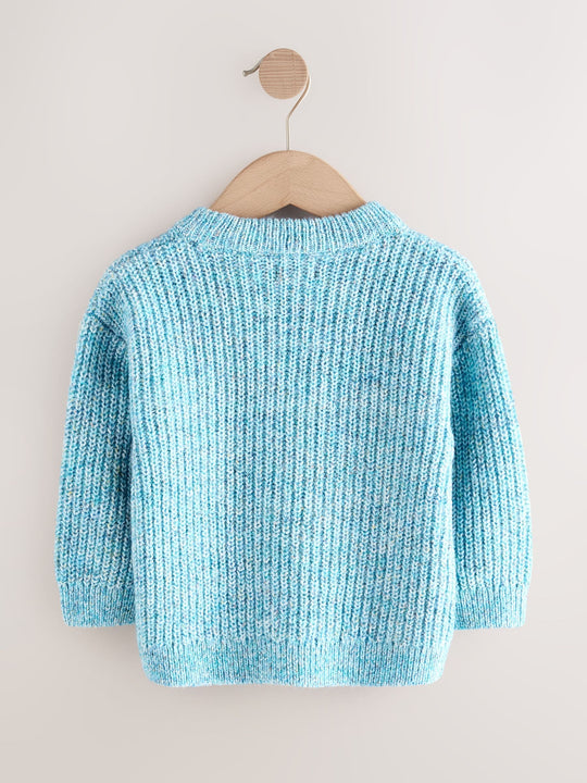 Blue Knitted Crew Neck Jumper (3mths-7yrs)