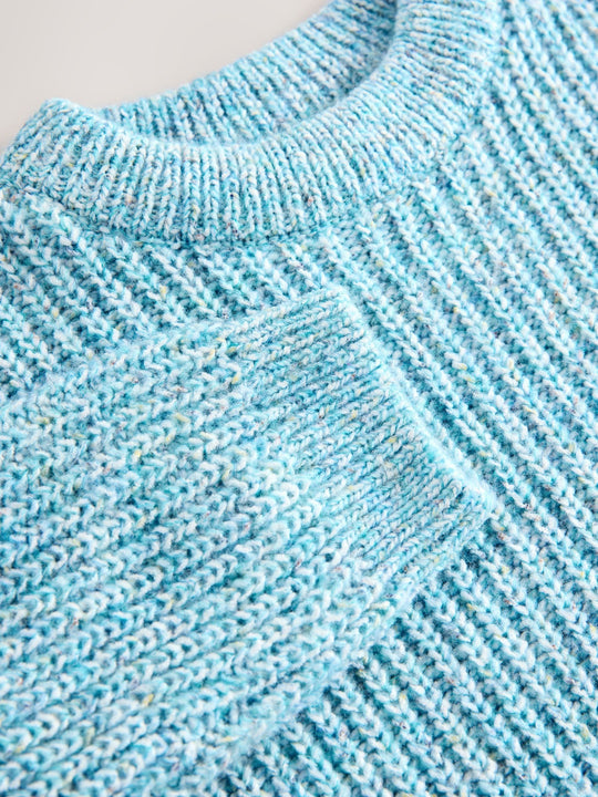 Blue Knitted Crew Neck Jumper (3mths-7yrs)