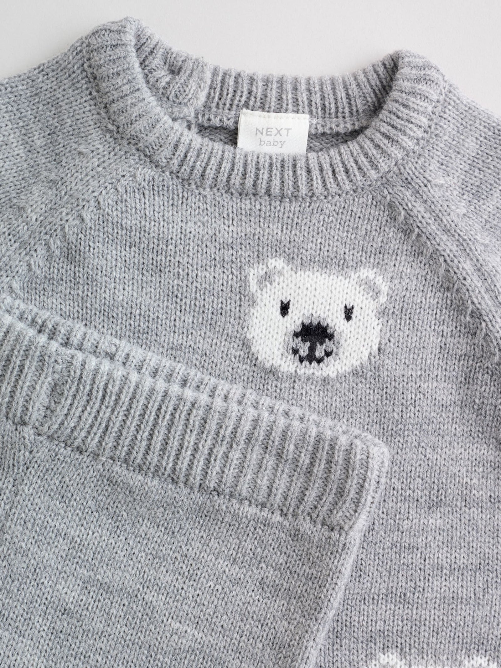 Grey Bear Knitted Top and Leggings Set