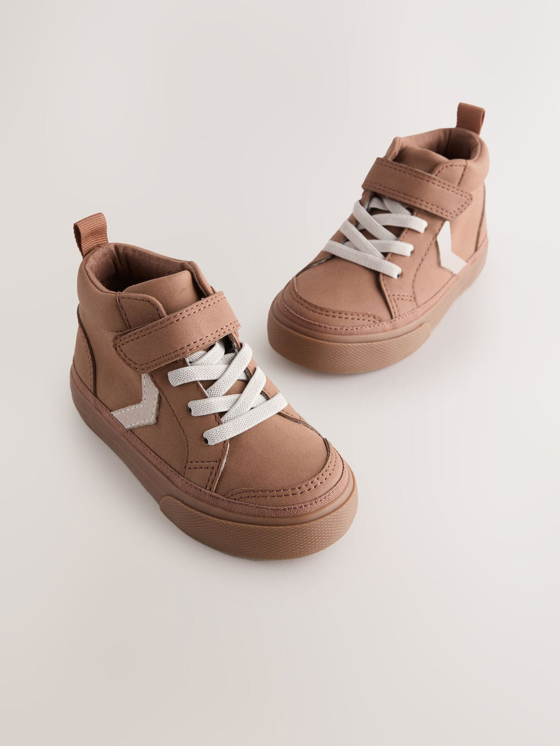 Tan Brown Standard Fit (F) Elastic Lace Touch Fastening Chevron Boots