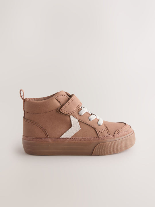 Tan Brown Standard Fit (F) Elastic Lace Touch Fastening Chevron Boots