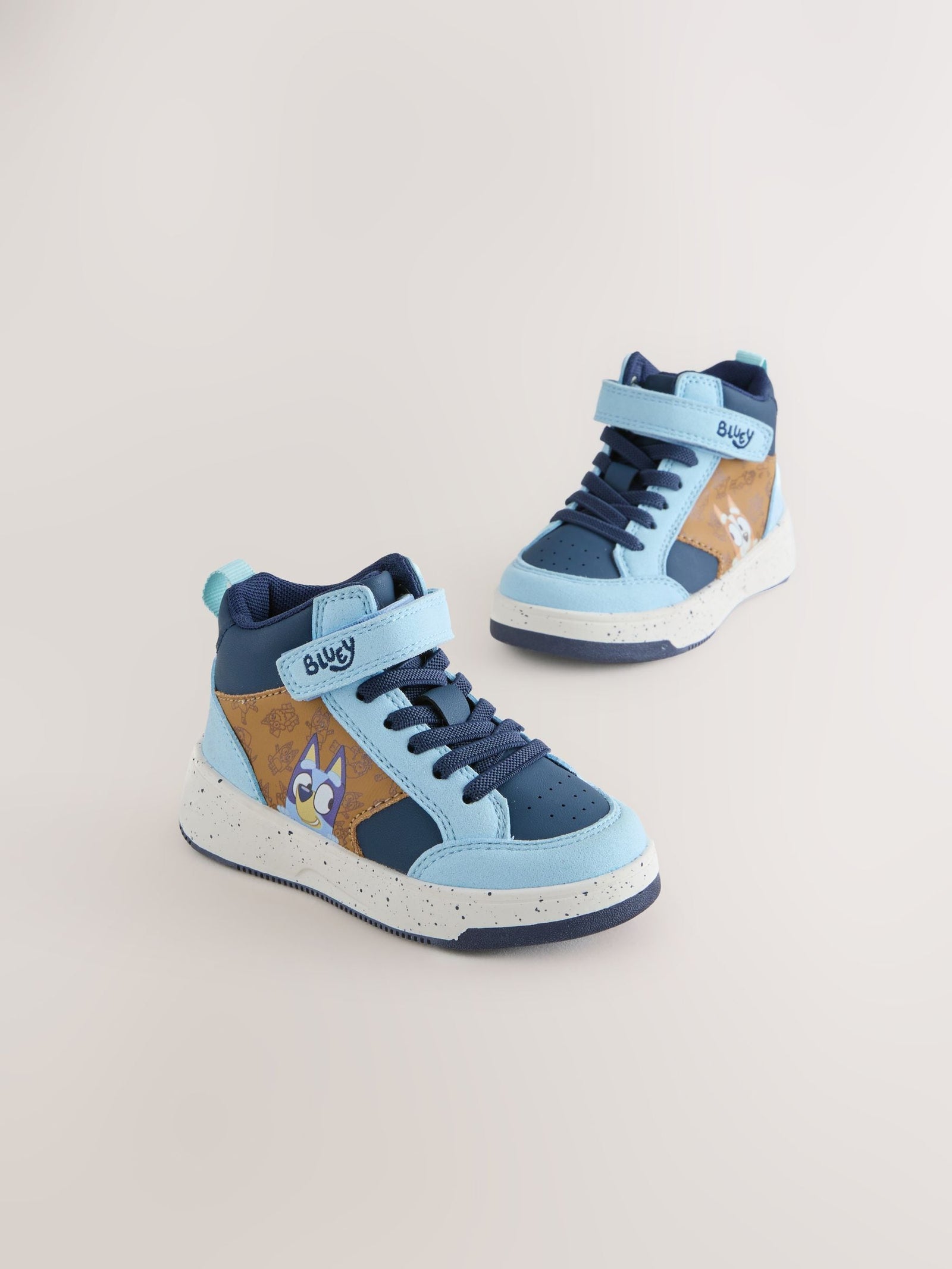 Navy Bluey Standard Fit (F) Touch Fastening Elastic Lace Hi Top Trainers