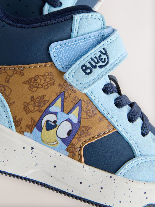 Navy Bluey Standard Fit (F) Touch Fastening Elastic Lace Hi Top Trainers
