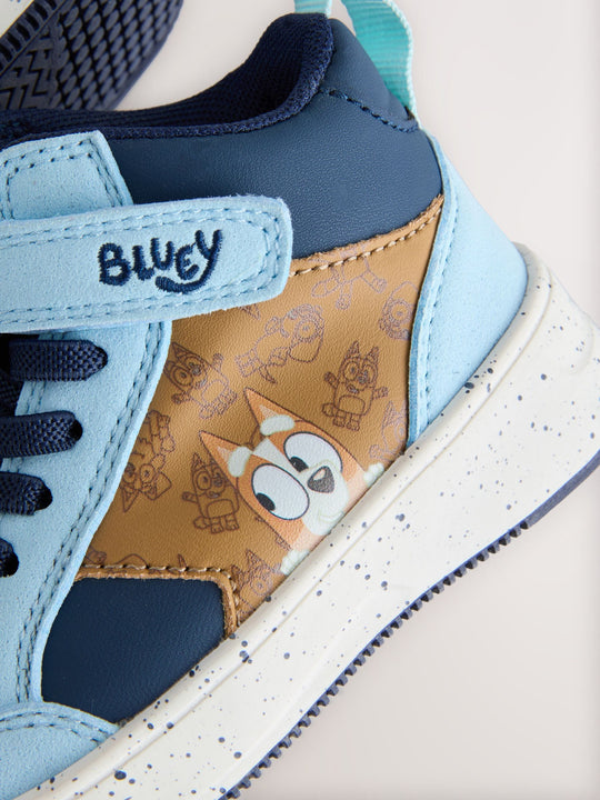 Navy Bluey Standard Fit (F) Touch Fastening Elastic Lace Hi Top Trainers