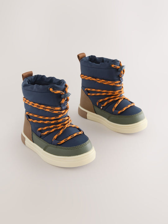 Navy/Khaki Thermal Thinsulate™ Lined Quilted Water Resistant Boots