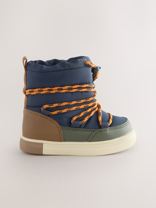 Navy/Khaki Thermal Thinsulate™ Lined Quilted Water Resistant Boots