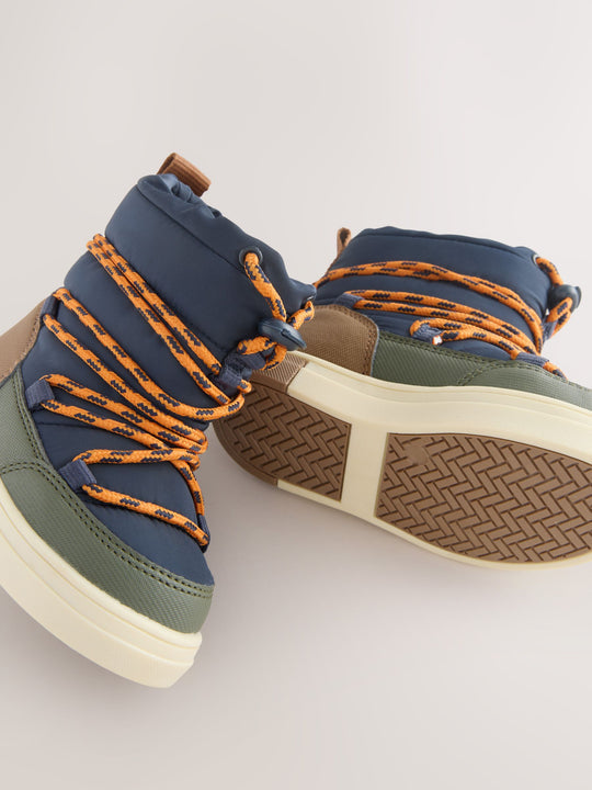 Navy/Khaki Thermal Thinsulate™ Lined Quilted Water Resistant Boots
