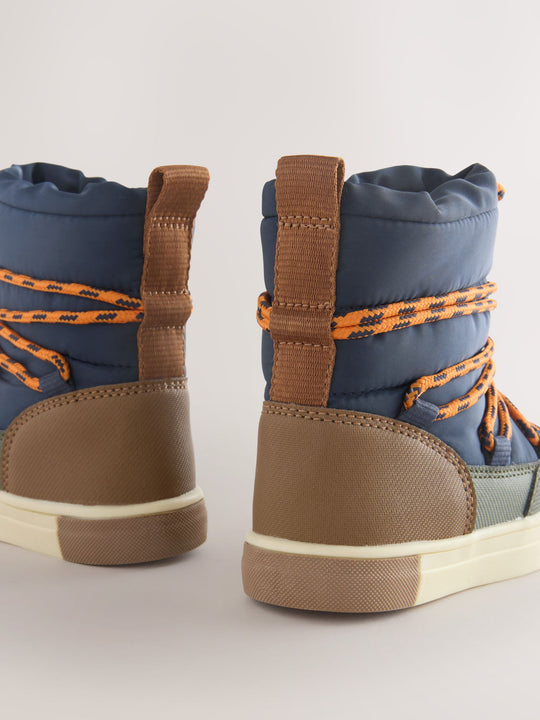 Navy/Khaki Thermal Thinsulate™ Lined Quilted Water Resistant Boots