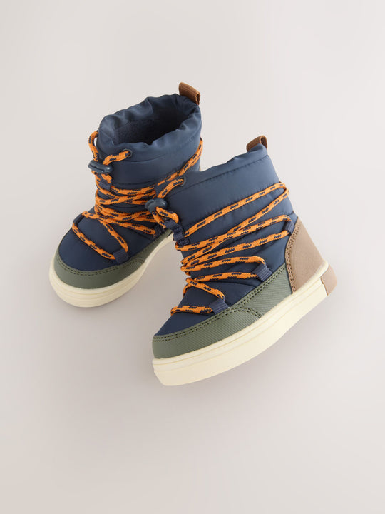 Navy/Khaki Thermal Thinsulate™ Lined Quilted Water Resistant Boots