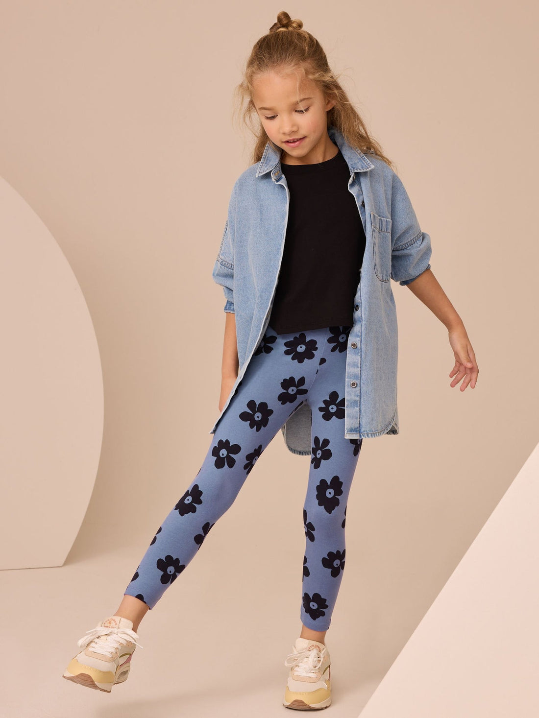 Blue Large Floral Leggings (3-16yrs)