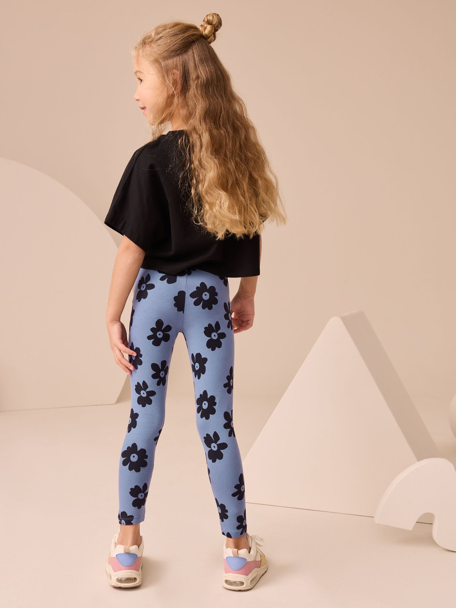 Blue Large Floral Leggings (3-16yrs)