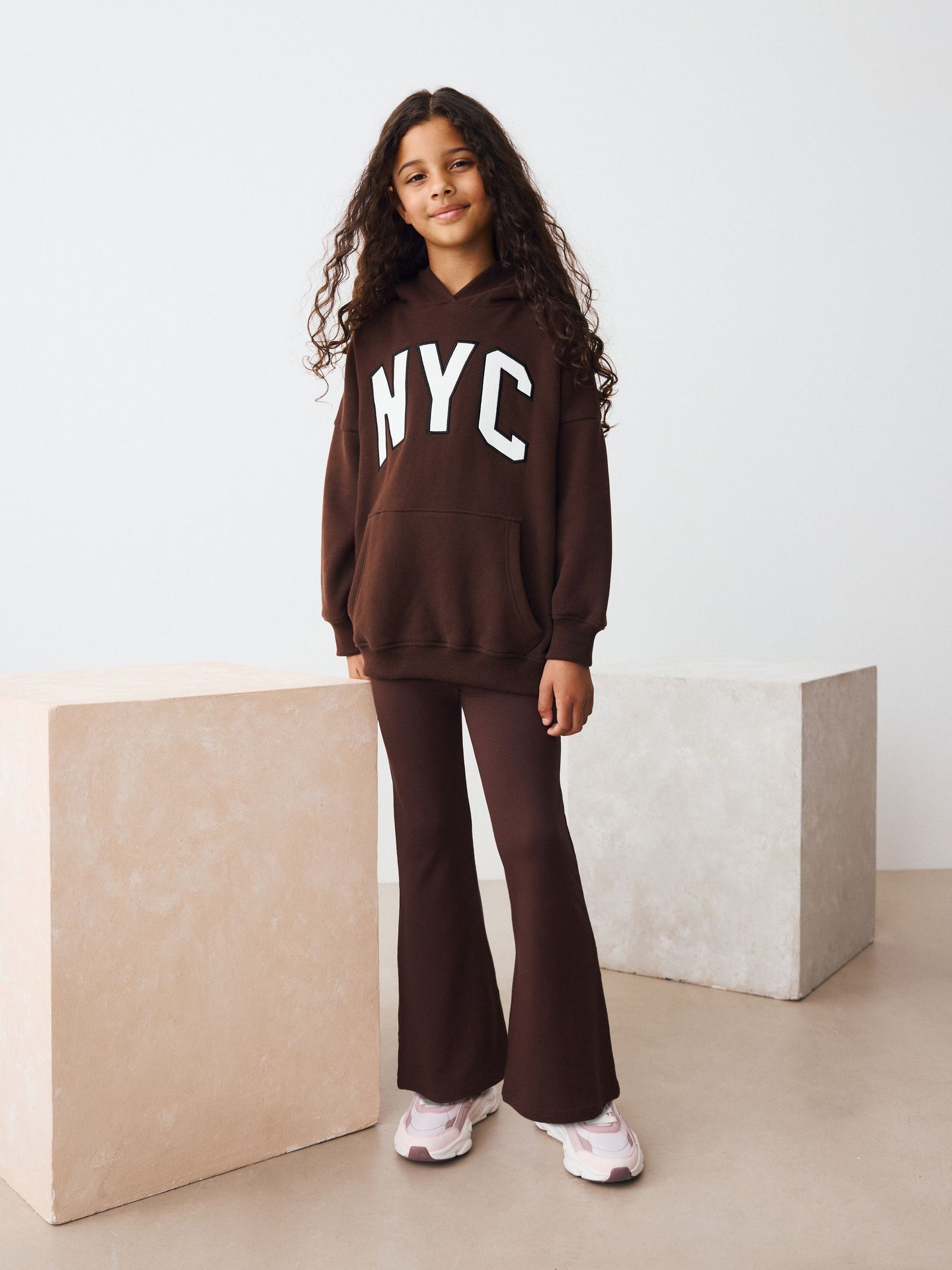 Chocolate Brown Fold Over Flare Leggings (3-16yrs)