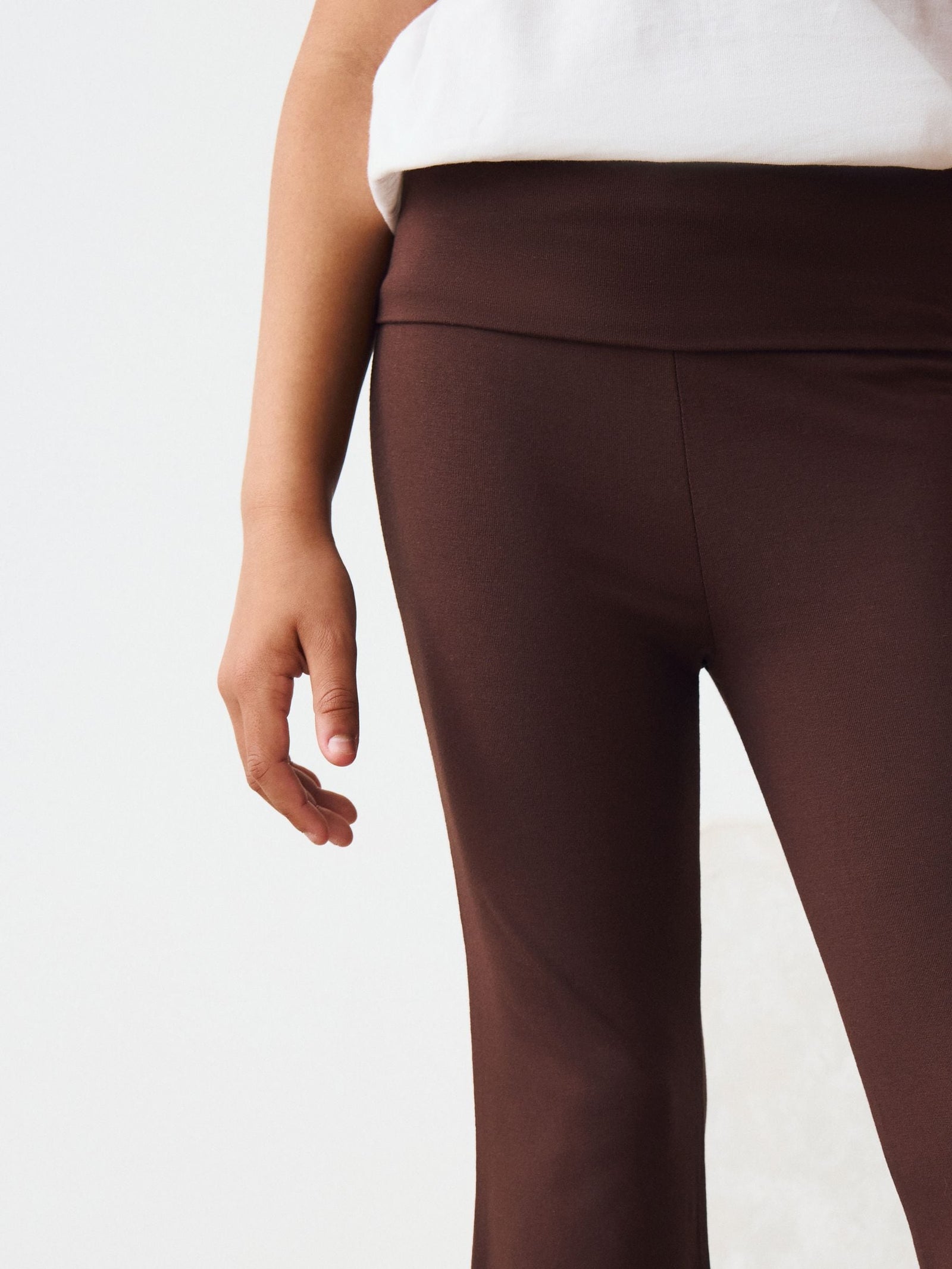Chocolate Brown Fold Over Flare Leggings (3-16yrs)