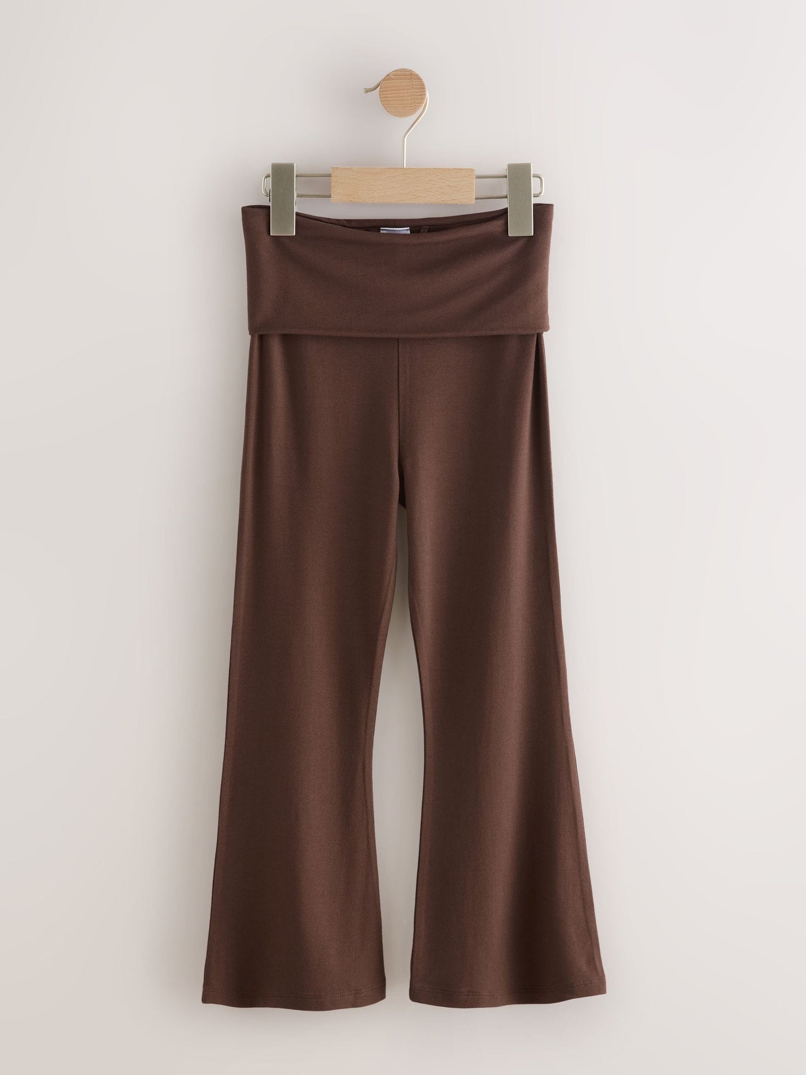 Chocolate Brown Fold Over Flare Leggings (3-16yrs)