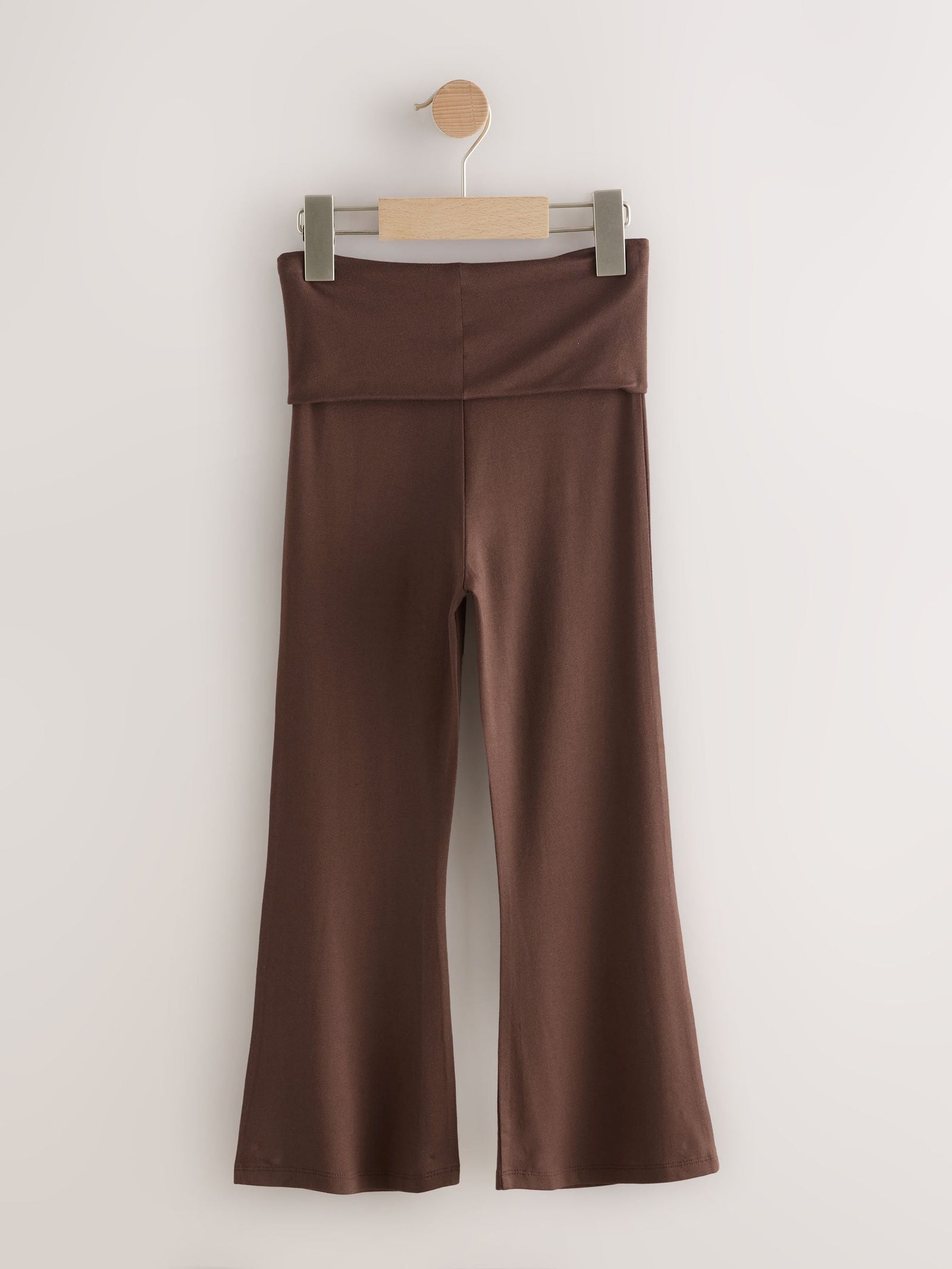 Chocolate Brown Fold Over Flare Leggings (3-16yrs)