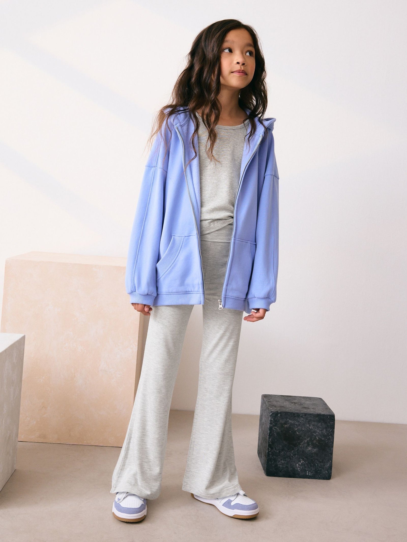 Grey Fold Over Flare Leggings (3-16yrs)