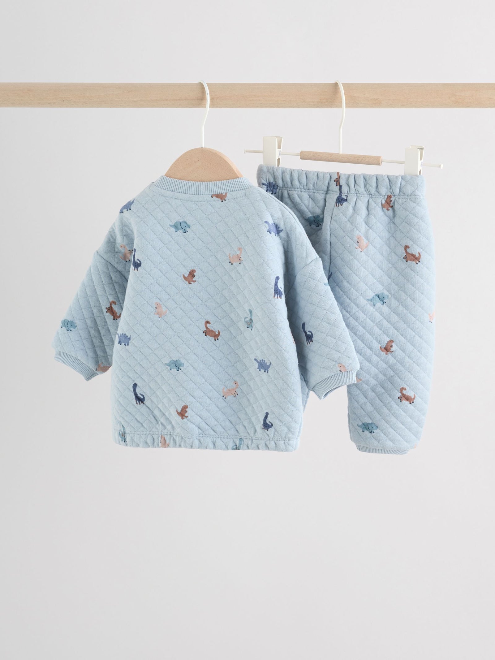 Blue Dinosaur Print Baby Quilted Sweat Top and Joggers Set (0mths-2yrs)
