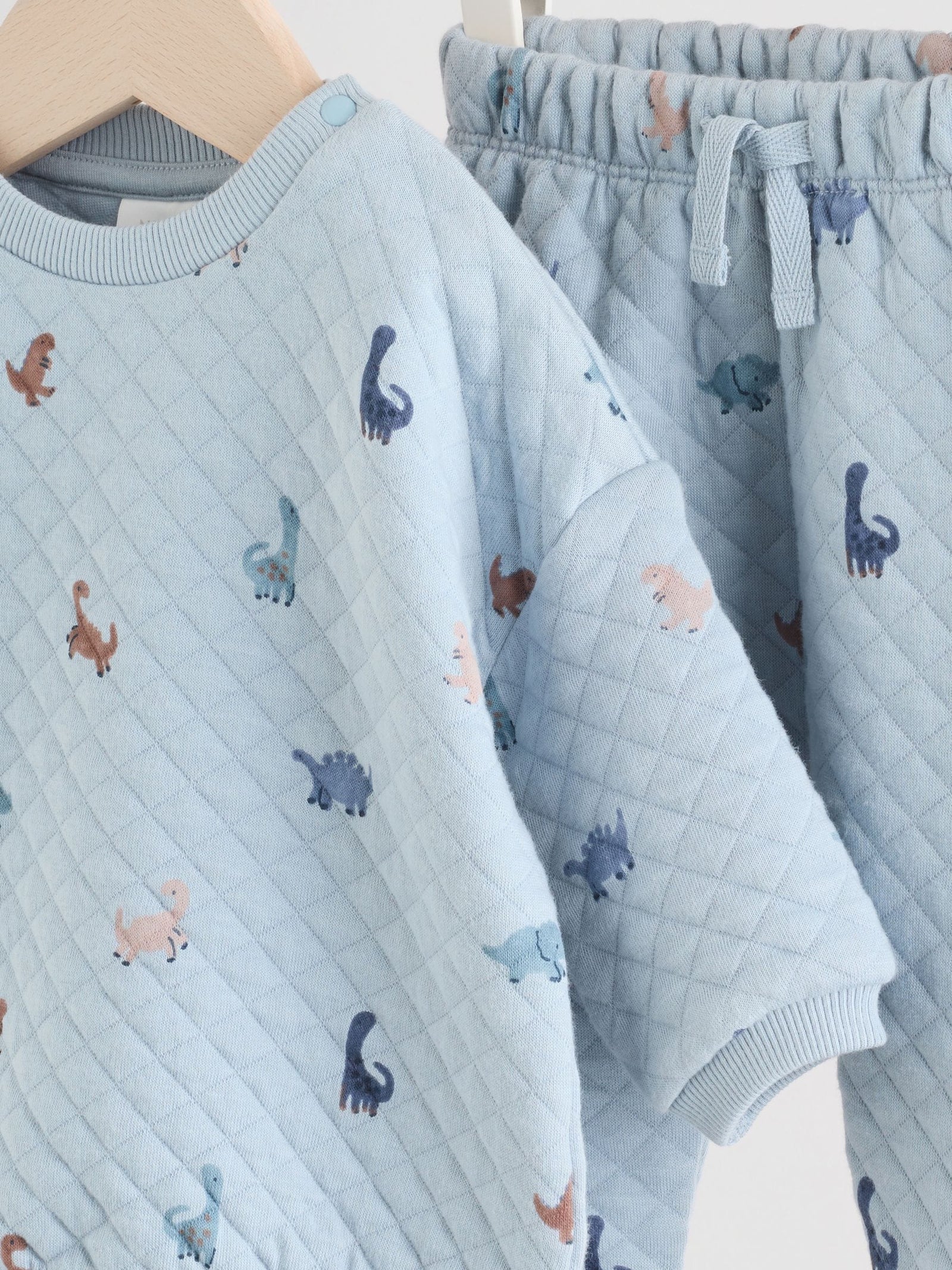 Blue Dinosaur Print Baby Quilted Sweat Top and Joggers Set (0mths-2yrs)