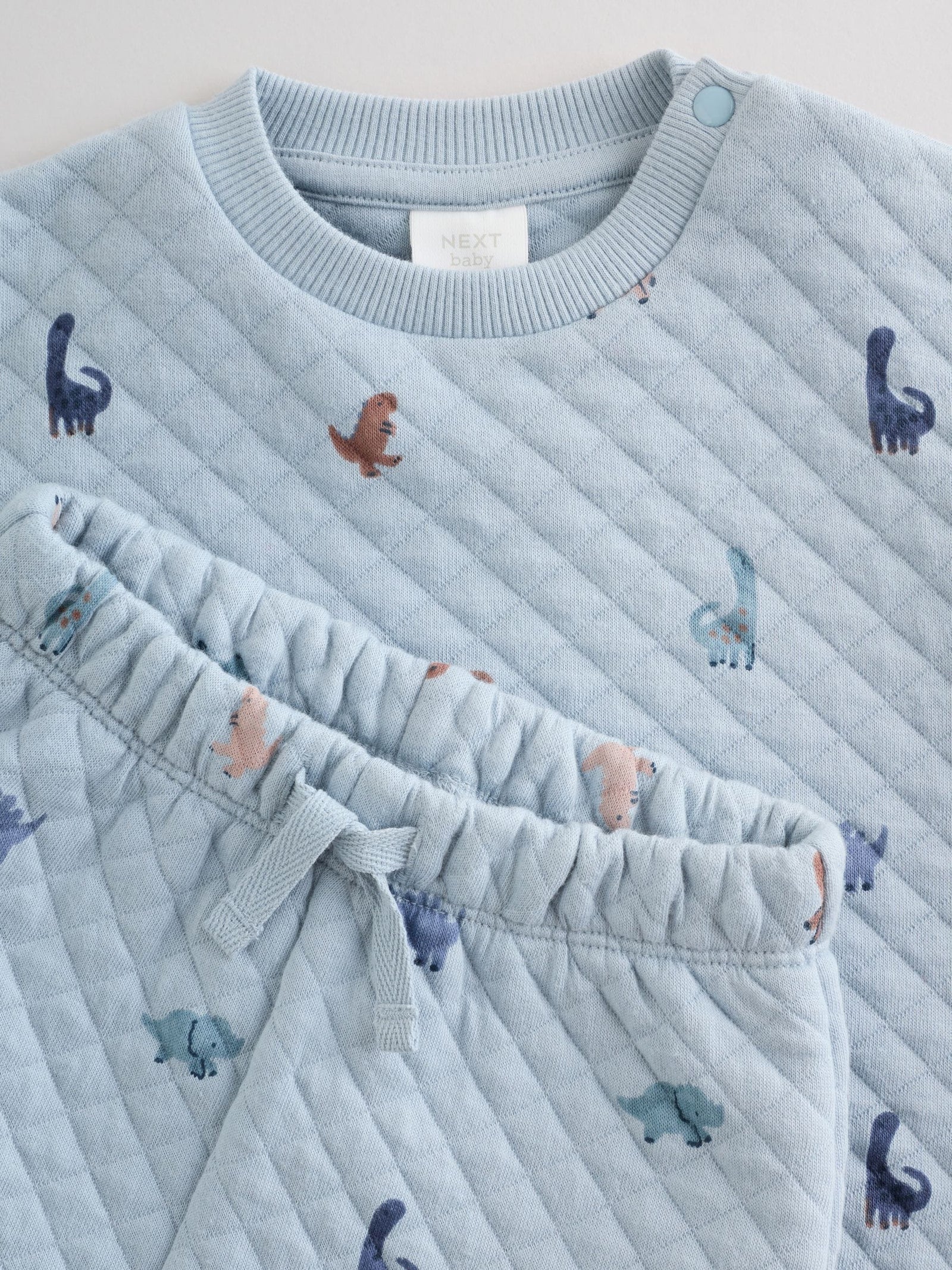 Blue Dinosaur Print Baby Quilted Sweat Top and Joggers Set (0mths-2yrs)