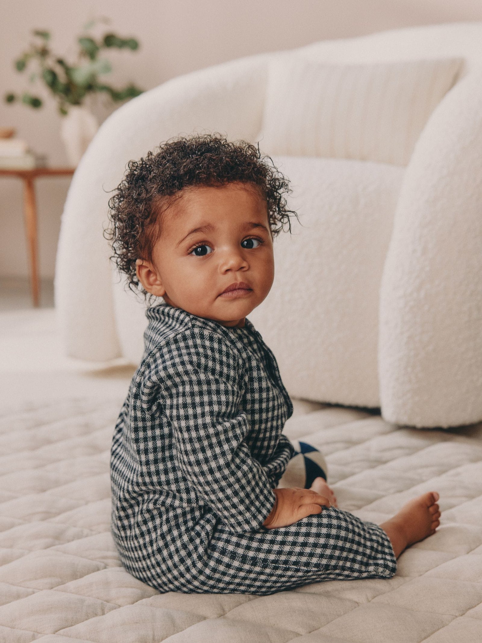 Black White Check Baby Romper (0mths-2yrs)