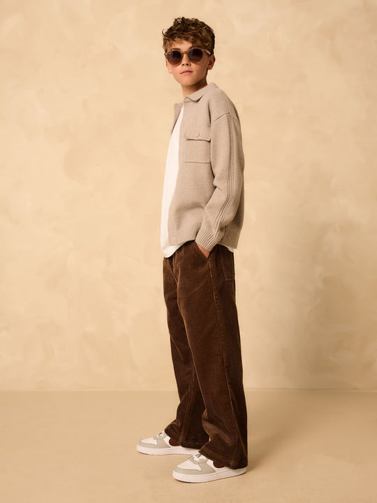 Brown Wide Fit Corduroy Pull On Trousers (3-16yrs)