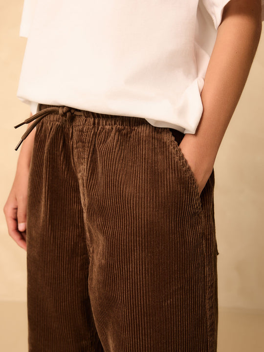 Brown Wide Fit Corduroy Pull On Trousers (3-16yrs)