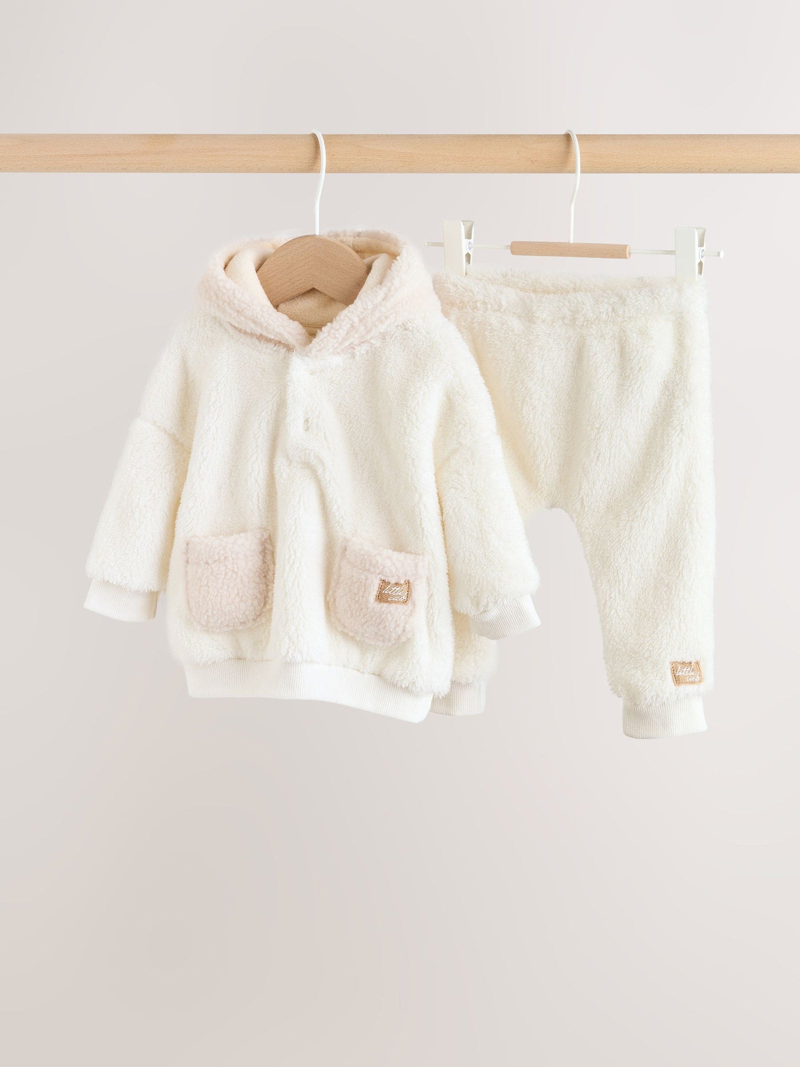 Cream Borg Hooded Sweat and Jogger Baby Set (0mths-2yrs)