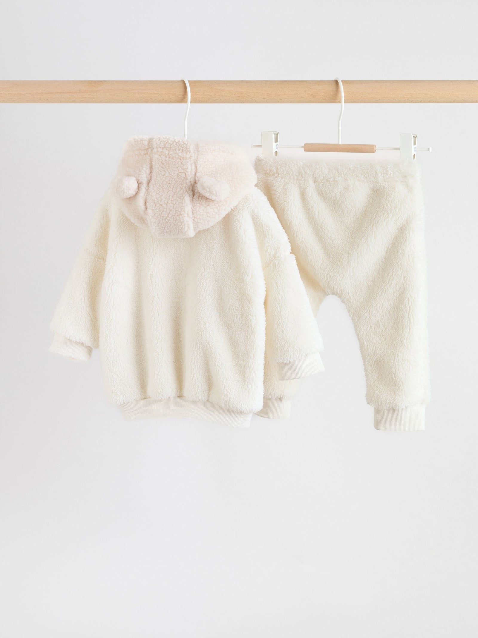 Cream Borg Hooded Sweat and Jogger Baby Set (0mths-2yrs)