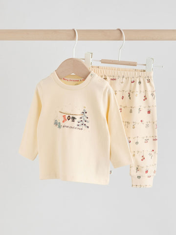 Cream My First Baby Christmas T-Shirt and Leggings Set (0-18mths)
