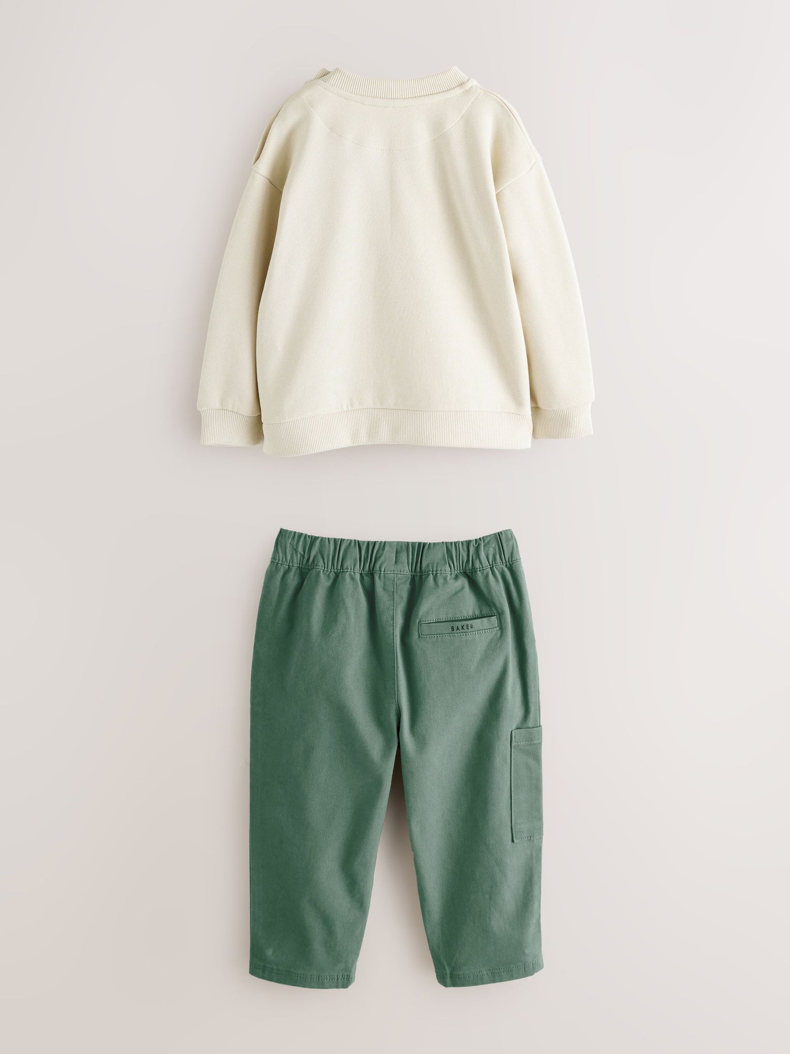 Baker by Ted Baker Stone and Green Sweatshirt and Cargo Trousers Set