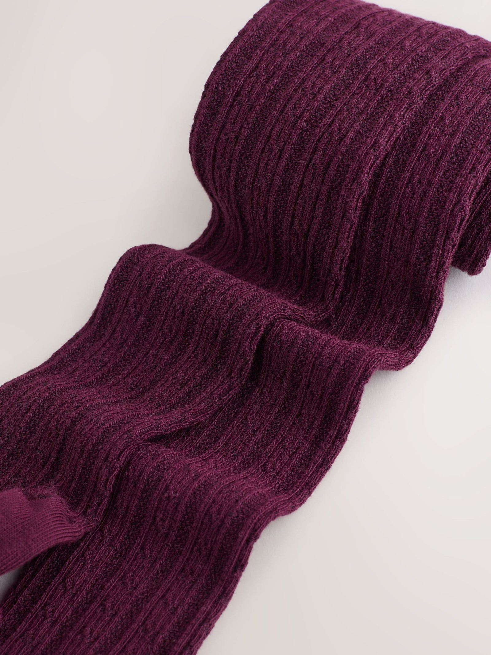Burgundy Red Regular Length Cotton Rich Cable Tights