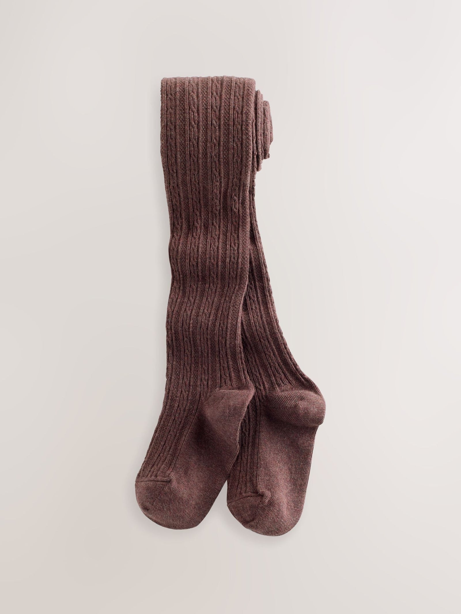 Pink Berry Red and Chocolate Brown Regular Length Cotton Rich Cable Tights 3 Pack