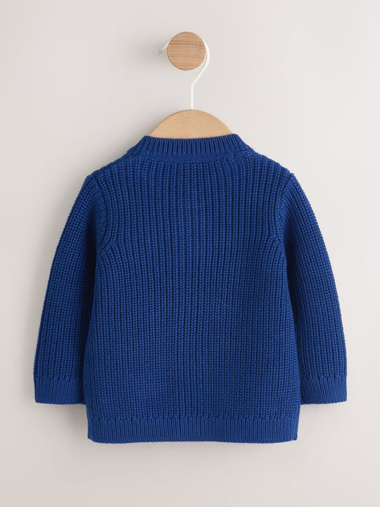 Navy and Multi Colour Bobble Baby Knitted Cardigan (0mths-3yrs)