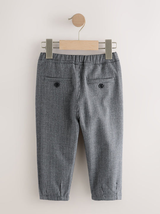 Black/White Grid Check Pull On Smart Trousers (3mths-7yrs)