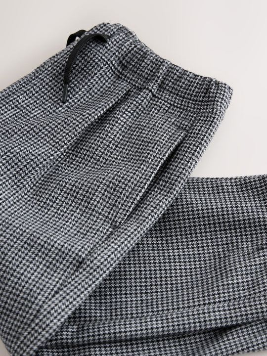 Black/White Grid Check Pull On Smart Trousers (3mths-7yrs)