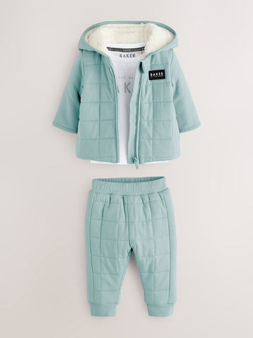 Baker by Ted Baker Quilted Jacket T-Shirt and Trousers 3 Piece Set