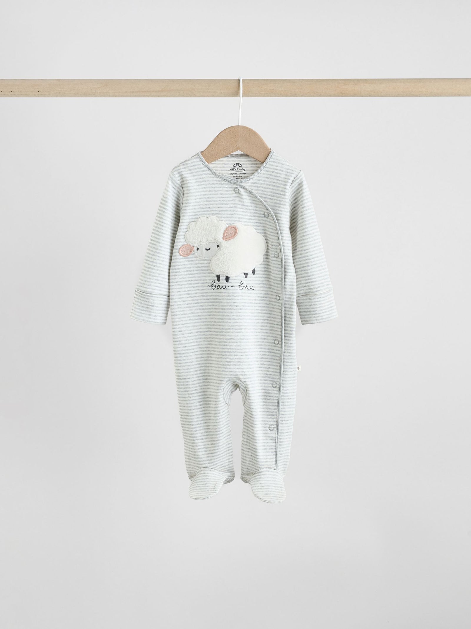 Grey Baby Popper Sleepsuits 3 Pack