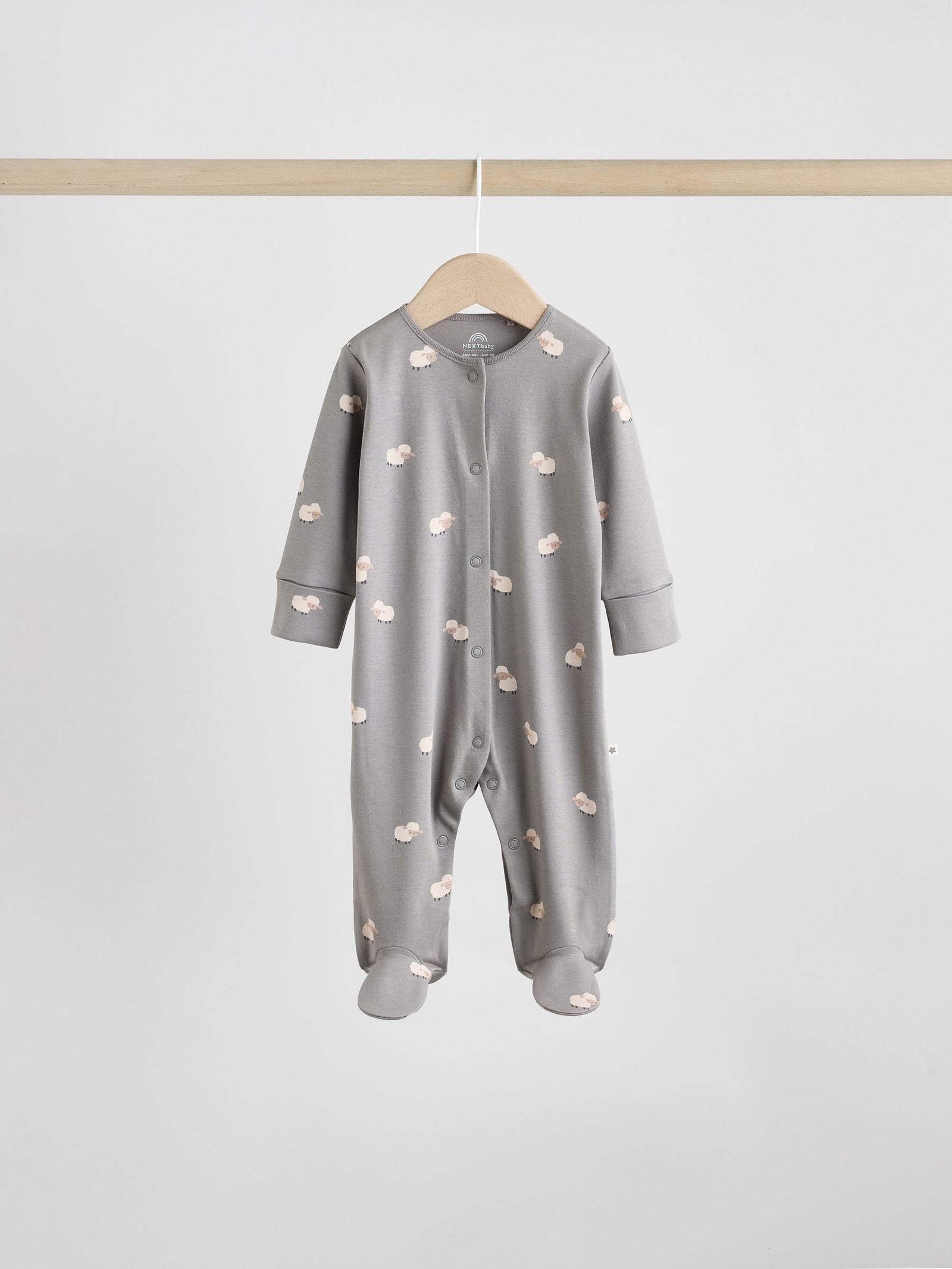 Grey Baby Popper Sleepsuits 3 Pack