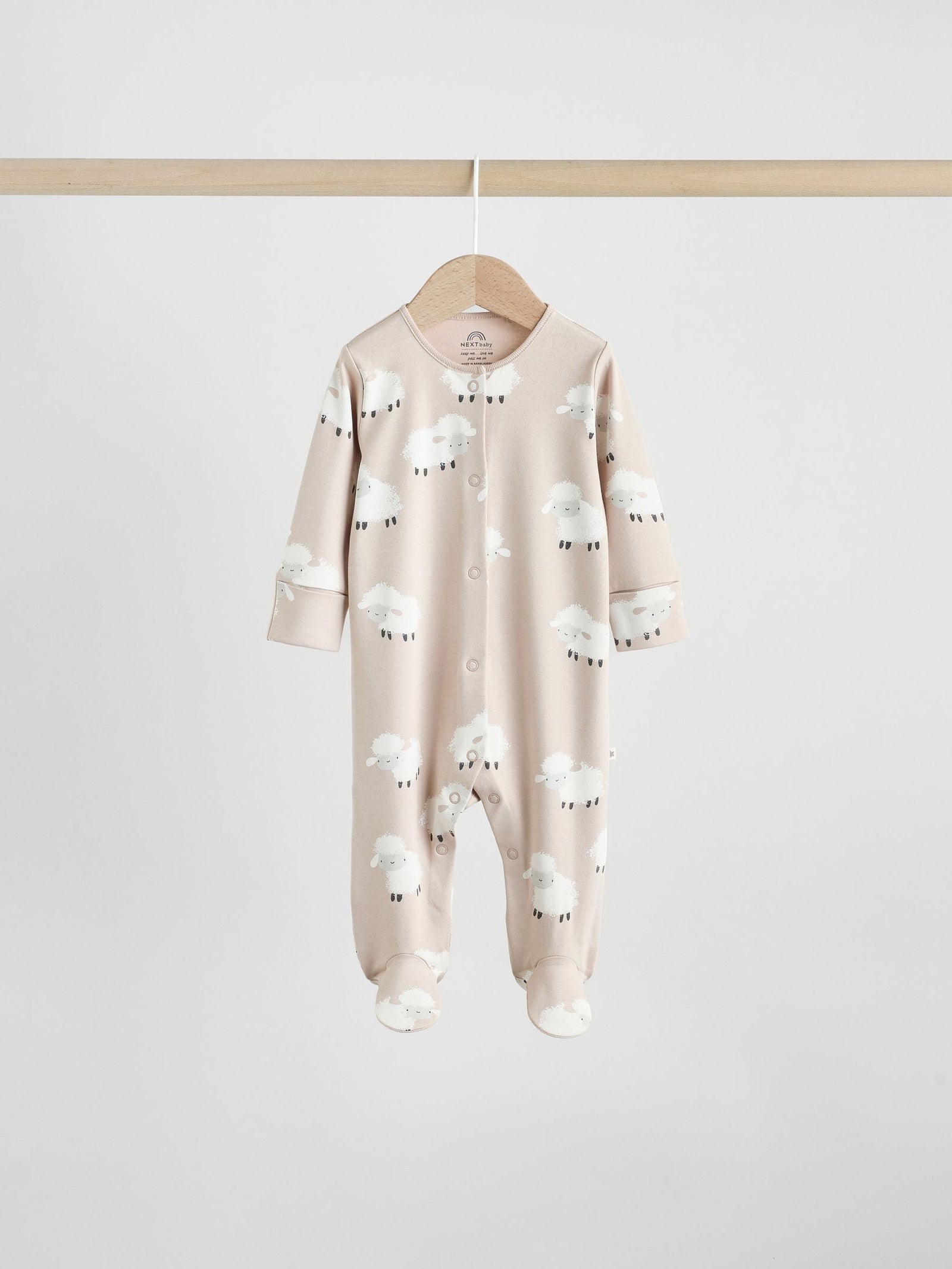 Grey Baby Popper Sleepsuits 3 Pack