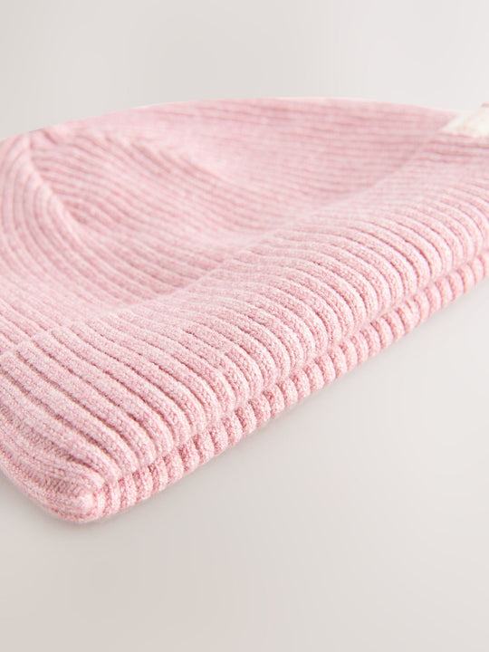 Pink/Cream Cable Knitted Baby Beanies 2 Pack (0-18mths)
