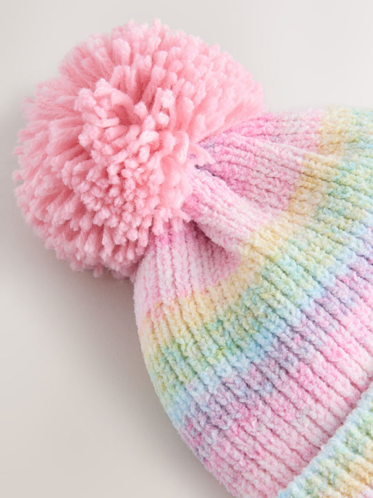Multi Bright Baby Chenille Knitted Pom Hat (0mths-2yrs)