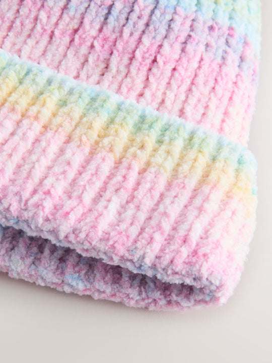Multi Bright Baby Chenille Knitted Pom Hat (0mths-2yrs)