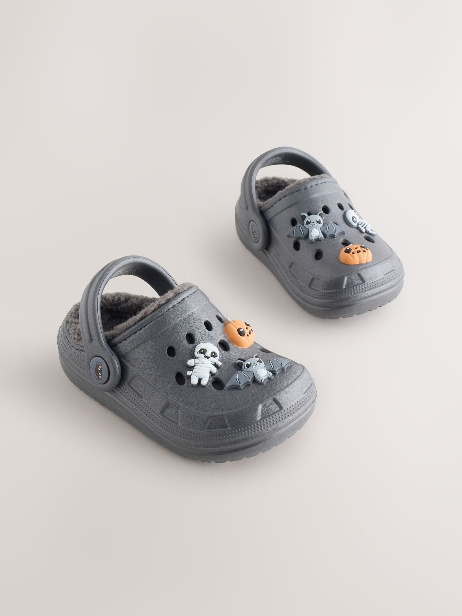 Grey Halloween Warm Lined Slipper Clogs